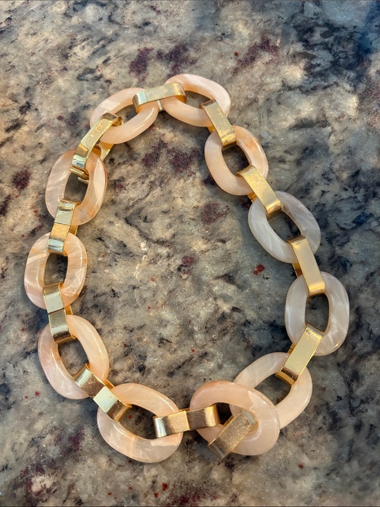J. Crew Jewelry - J. Crew Peach Resin Link Necklace with Gold Accents